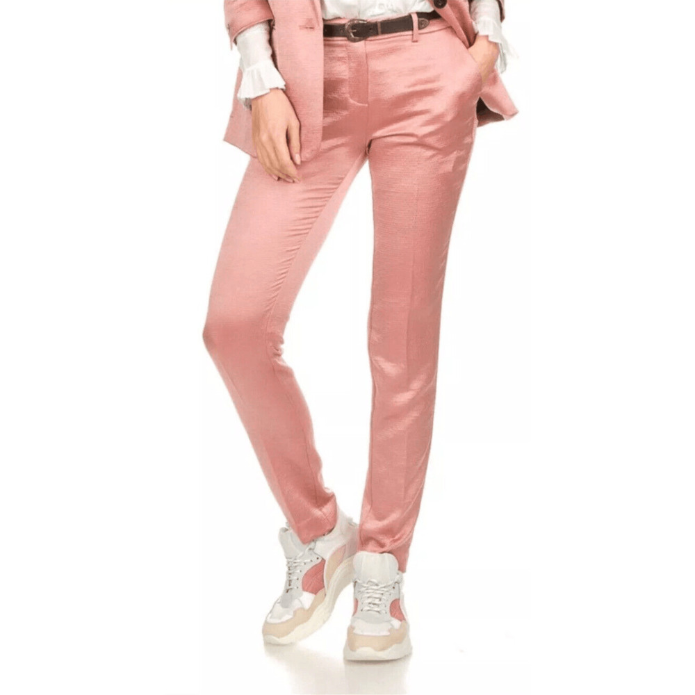 Ba&sh Pants Dana Trousers Pink Satin Womans‎ M NWT preppy, career, playful chic